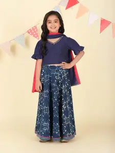 Fabindia Girls Printed Ready to Wear Cotton Lehenga & Blouse With Dupatta