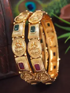 SGA FASHION Set Of 2 Gold-Plated American Diamond Studded Bangles