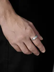 SWASHAA Men Silver-Plated Cubic Zirconia-Studded Finger Ring
