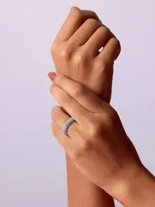 Mia By Tanishq Sterling Silver Stone Studded Finger Ring