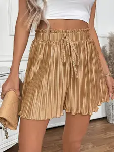 Outzidr Women Striped Pleated Shorts