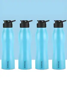 BOROSIL Blue & Black 4 Piece Stainless Steel Solid Water Bottle