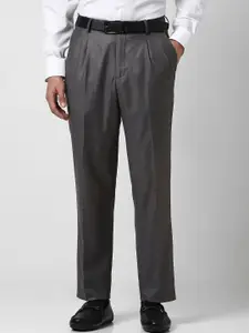 Van Heusen Men Textured Regular Fit Pleated Trousers