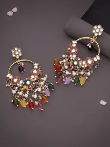 Anouk Gold-Plated Artificial Stones Studded And Beads Beaded Contemporary Drop Earrings