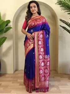 DEVATITHI Women Woven Design Zari Silk Blend Saree