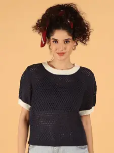 NoBarr Open Knit Self Design Pullover