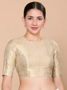 Studio Shringaar Round Neck Woven Design Saree Blouse