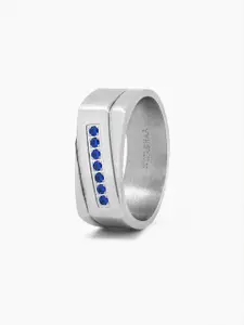 SWASHAA Men Rheon Blue Diamond Signet Ring
