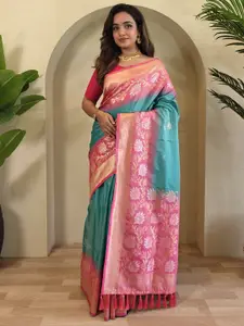 DEVATITHI Women Floral Printed Zari Silk Blend Saree