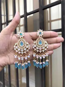 Anouk Gold-Plated Artificial Studded and Beaded Contemporary Chandbalis