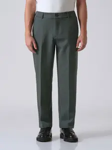Banana Club Men Fern Green Mid-Rise Relaxed Fit Trousers