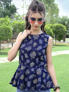 Sera Floral Print Cotton Peplum Top