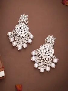 Anouk Gold-Plated Artificial Stones Studded & Beads Beaded Contemporary Drop Earrings