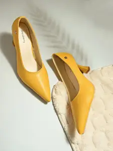 DressBerry Women Solid Leather Regular Kitten Pumps with Bows