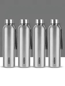 BOROSIL Grey & Black 4 Piece Stainless Steel Solid Water Bottle