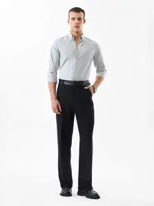 Snitch Men Black Mid-Rise Regular Fit Formal Trouser