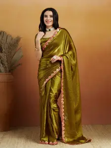 RACHNA Mirror Work Tissue Ready To Wear Saree