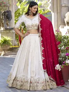 JULEE Embroidered Lehenga & Unstitched Blouse With Dupatta