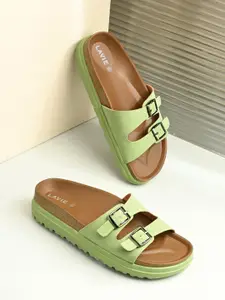 Lavie Women PU Solid Open Toe Flats with Buckles Flats