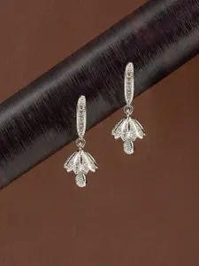 PRIVIU Silver-Plated American Diamond Studded Dome Shaped Jhumkas