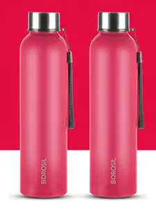 BOROSIL Laguna Red 2 Pieces Stainless Steel Water Bottle