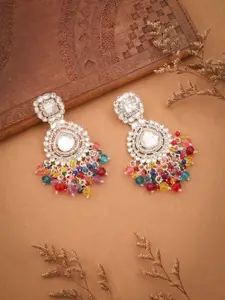 Anouk Silver-Plated Artificial Stones Studded & Beads Beaded Contemporary Drop Earrings