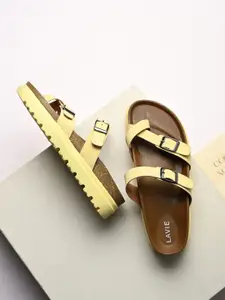 Lavie Women PU Solid Open Toe Flats with Buckles Flats