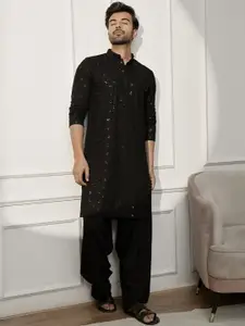 VASTRAMAY Men Solid Embroidered Regular Sequinned Kurta with Patiala