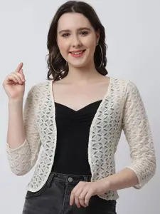 Moonaa Fashion Three-Quarter Sleeves Cotton Shrug