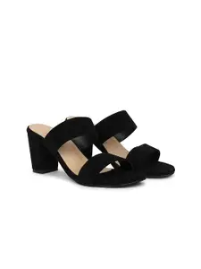 dbcooper Women Velvet Block Heels Sandals