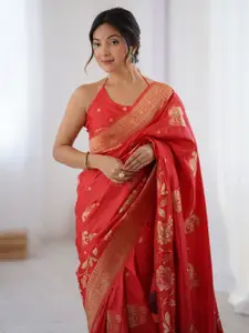 Saree mall Women Ethnic Motifs Zari Silk Blend Kanjeevaram Sarees