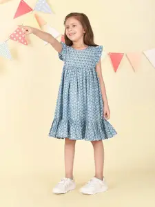 Fabindia Girls Floral Print A-Line Dress
