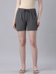 TWIN BIRDS Women Charcoal Grey Solid Cotton Polyester Night Shorts