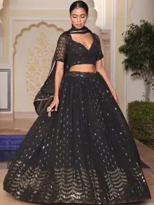 KALINI Embellished Semi-Stitched Georgette Lehenga & Unstitched Blouse With Dupatta