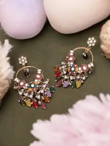 Anouk Gold-Plated Artificial Studded and Beaded Contemporary Chandbalis