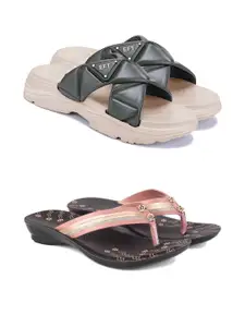 PENNEN Women Multicoloured Thong Flip-Flops