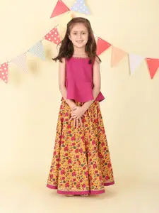 Fabindia Girls Ready to Wear Cotton Lehenga & And Shoulder Straps Choli