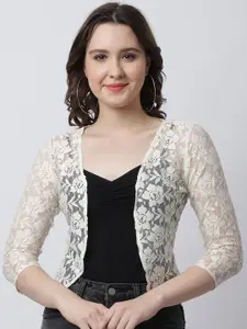 Moonaa Fashion Self Design Cotton Shrug