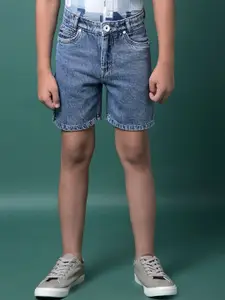 Crimsoune Club Boys Slim Fit Washed Cotton Denim Shorts