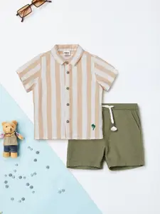 max Boys Striped Pure Cotton Shirt With Shorts