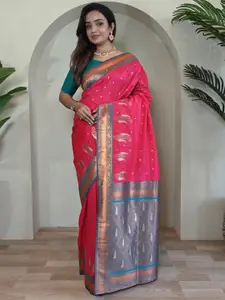DEVATITHI Woven Design Zari Silk Blend Saree