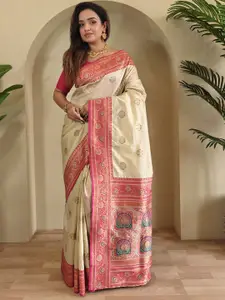 DEVATITHI Women Woven Design Zari Silk Blend Saree