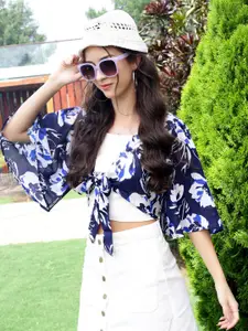 Sera Floral Printed Crop Tie-Up Shrug