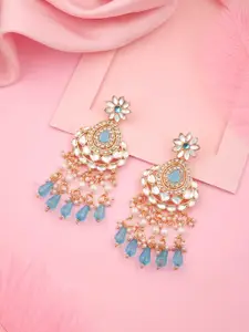 Anouk Gold-Plated Artificial Studded and Beaded Contemporary Chandbalis