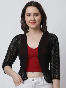 Moonaa Fashion Self Design Cotton Shrug