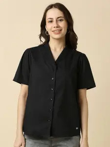 Allen Solly Woman Solid Collarless Cotton Formal Shirt