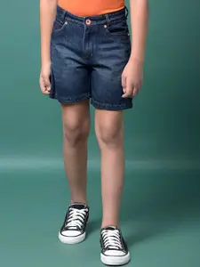 Crimsoune Club Boys Washed Slim Fit Mid-Rise Denim Shorts