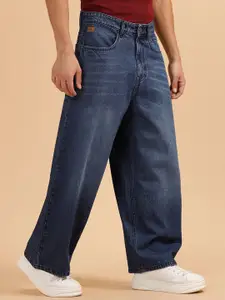 WROGN Men Cotton Comfort Mid-Rise Low Distress Light Fade Jeans