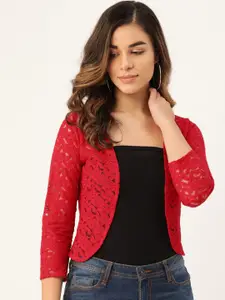 Moonaa Fashion Self Design Cotton Shrug