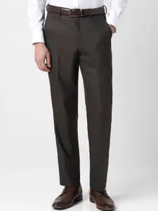 Van Heusen Men Textured Regular Fit Mid-Rise Formal Trousers